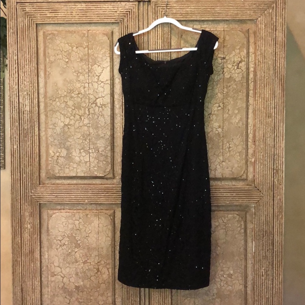 Black lace sequence cocktail dress